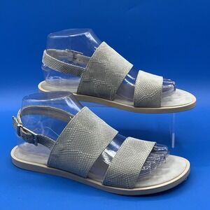 Matisse Women's Gray Leather Flat Sandals Made in Italy (EU 38) Size US 8